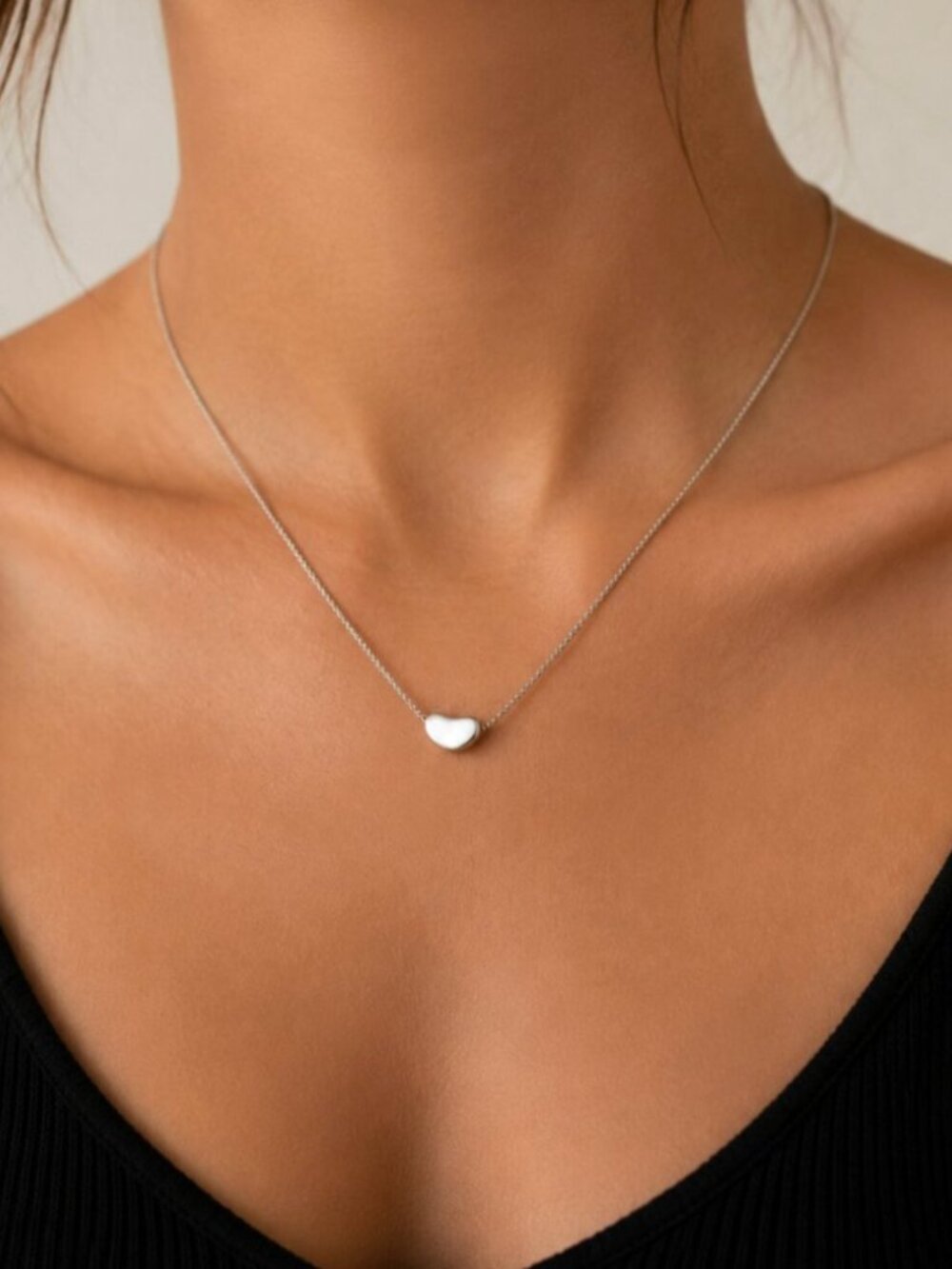 925 Sterling Silver Bean Necklace Pea Necklace Tiny Bean Pendant Chain Necklace